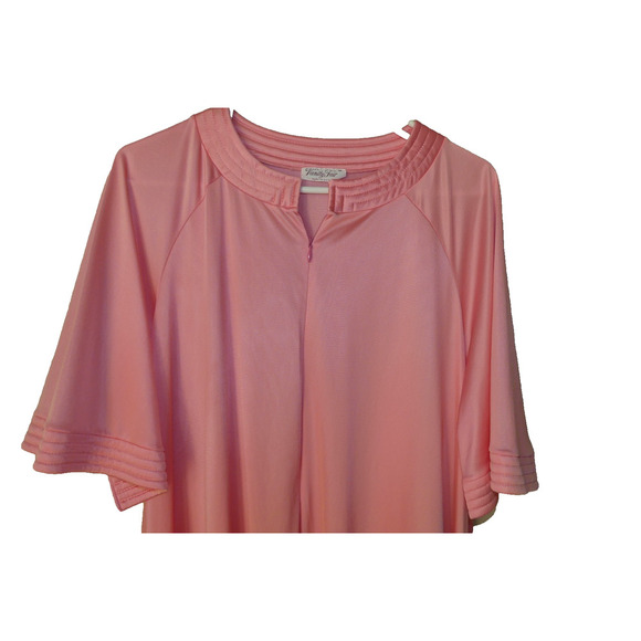 Vintage Pink Nylon Womens MEDIUM Vanity Fair Robe Zip Front Pockets House Dress - Picture 3 of 6